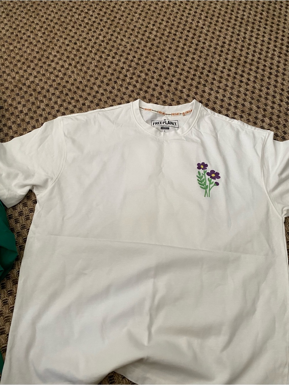 Free Planet t shirt Tee with Purple Flower Embroidery